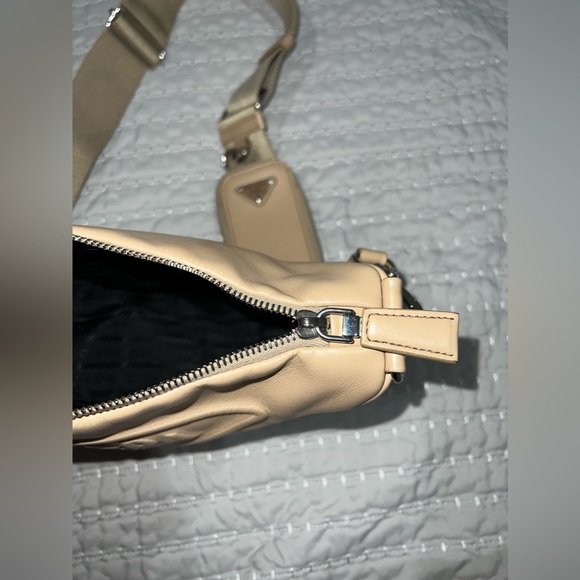 Prada Triangle Leather Shoulder Bag in Sand Beige LIKE NEW - Picture 8 of 16